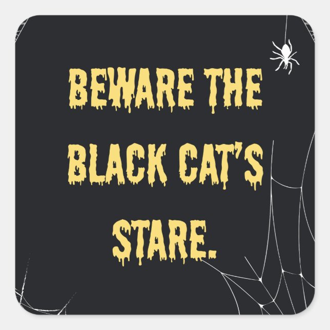 Halloween Cat Modern Square Sticker (Front)