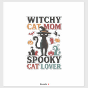 Halloween Cat Mom Vintage Witchy Cat Lover Design_