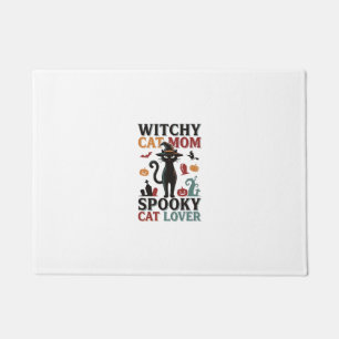 Halloween Cat Mom Vintage Witchy Cat Lover Design_ Doormat