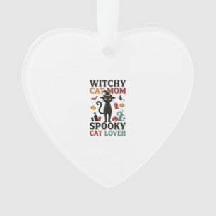 Halloween Cat Mom Vintage Witchy Cat Lover Design_ Ornament