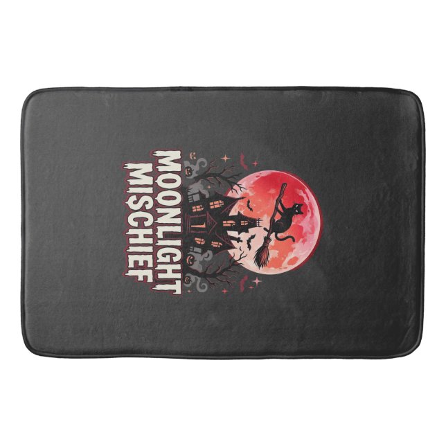 Halloween Cat Moonlight Mischief Bath Mat (Front)