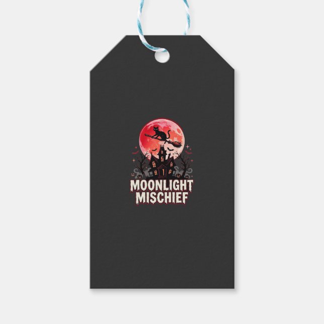 Halloween Cat Moonlight Mischief Gift Tags (Front)