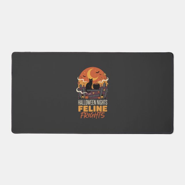 Halloween Cat Moonlit Magic Desk Mat (Front)