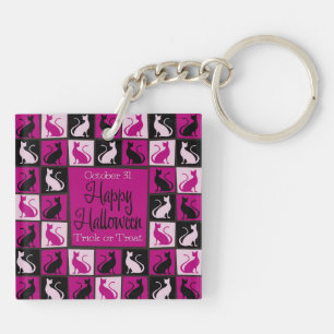 Halloween cat mosaic keychain