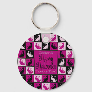 Halloween cat mosaic keychain