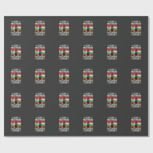 Halloween Cat Mother Lover Retro Witch Design Wrapping Paper