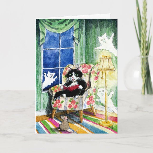 Halloween Cat Mouse Cute Spooky card (Front)