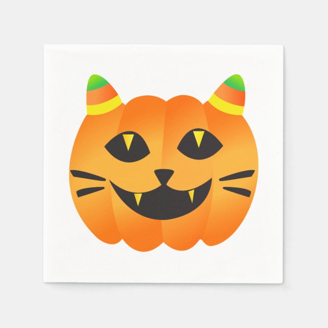 Halloween Cat-o'-Lantern Napkin (Front)
