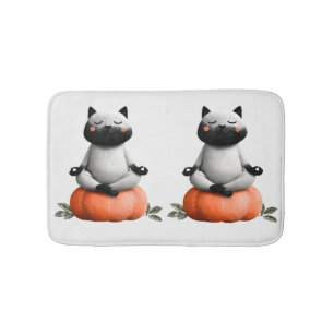 Halloween Cat on Pumpkin Design Bath Mat