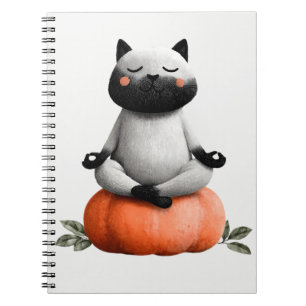 Halloween Cat on Pumpkin Design Notebook