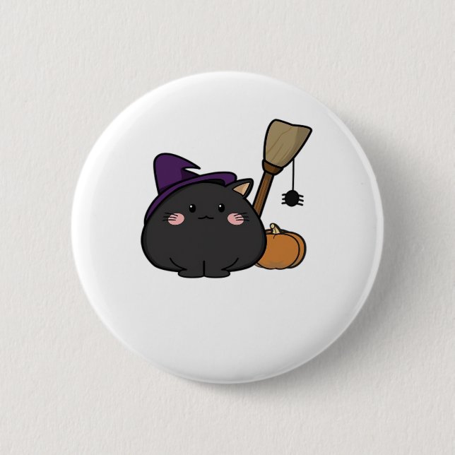 Halloween Cat Oversized T-Shirt 2 Inch Round Button (Front)