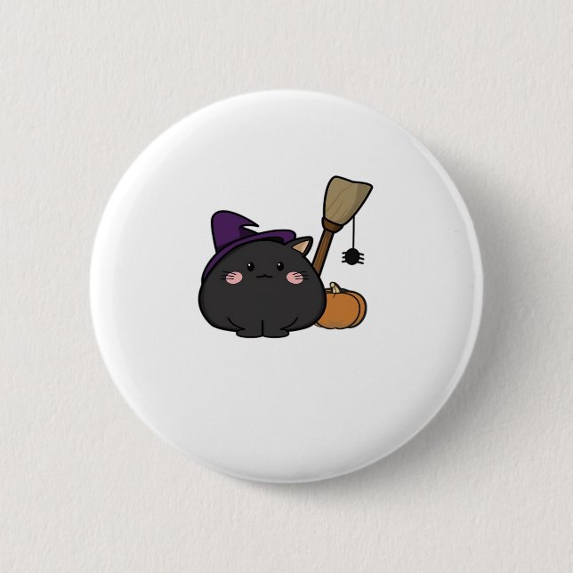 Halloween Cat Oversized T-Shirt 2 Inch Round Button (Front)