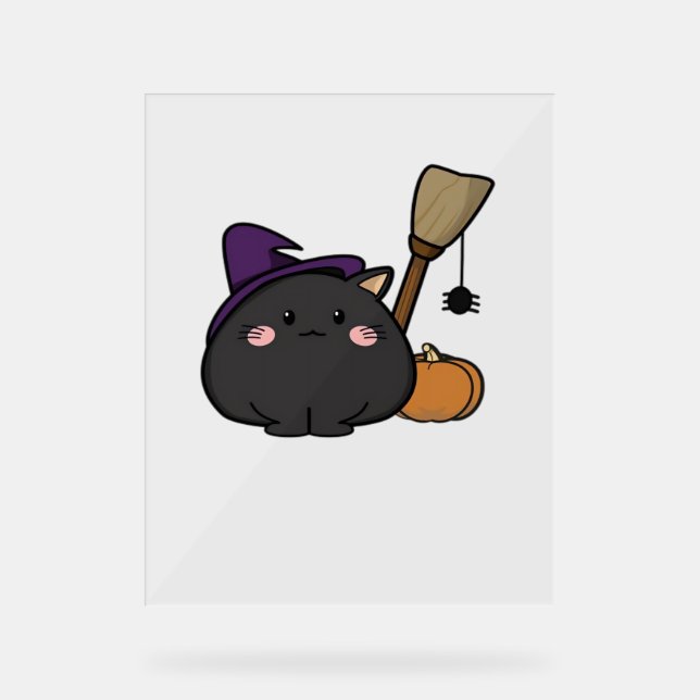 Halloween Cat Oversized T-Shirt Acrylic Sign (Front)