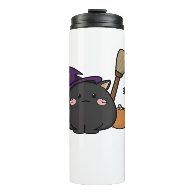 Halloween Cat Oversized T-Shirt Thermal Tumbler (Front)