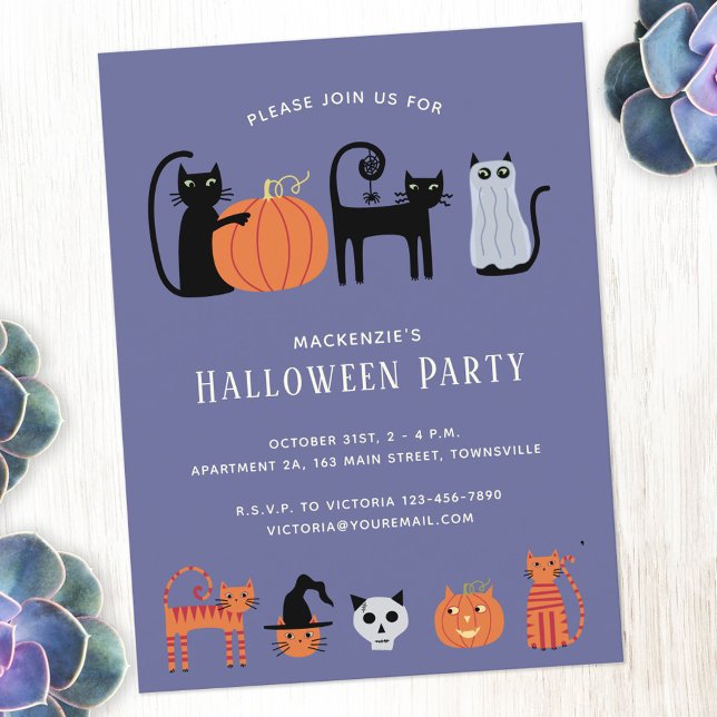 Halloween Cat Party Invitation Postcard (Creator Uploaded)