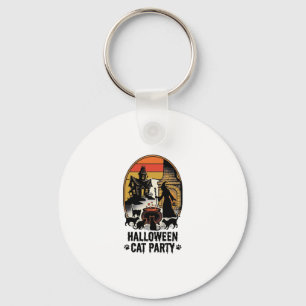 Halloween Cat Party Vintage Witch Cats Design_1 Keychain
