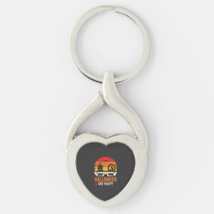 Halloween Cat Party Witch Cauldron Silhouette Desi Keychain