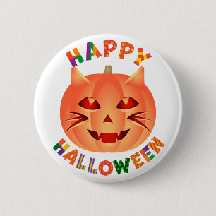 Halloween Cat Pumpkin 2 Inch Round Button