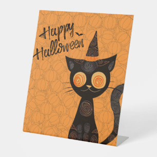 Halloween/cat/pumpkin/fall  pedestal sign