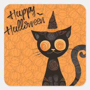 Halloween/cat/pumpkin/fall  square sticker