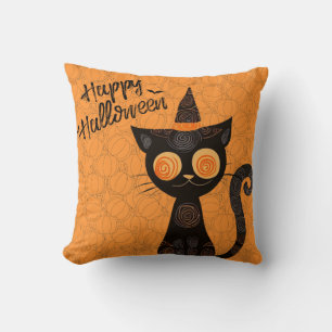 Halloween/cat/pumpkin/fall throw pillow