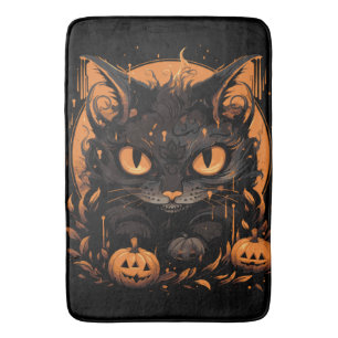 Halloween cat pumpkins bath mat