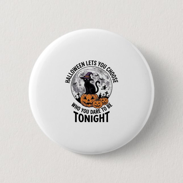 Halloween Cat Quote Spooky Pumpkin Witch Engraving 2 Inch Round Button (Front)