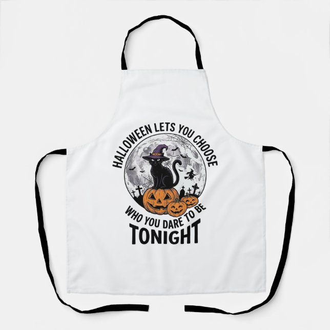 Halloween Cat Quote Spooky Pumpkin Witch Engraving Apron (Front)