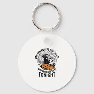 Halloween Cat Quote Spooky Pumpkin Witch Engraving Keychain