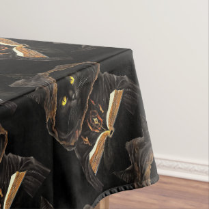 Halloween Cat Reading Preys Anatomy Spell List Tablecloth