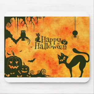 Halloween Cat Scary Surreal The Atmosphere Mouse Pad