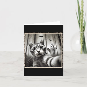 Halloween Cat Selfie With Ghost _ Funny Halloween Card