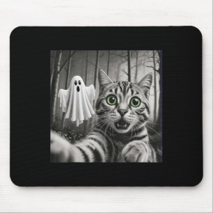 Halloween Cat Selfie With Soky Ghost  Mouse Pad