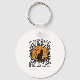 Halloween Cat Shirt Meow I'm A Cat Vintage Keychain