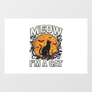 Halloween Cat Shirt Meow I'm A Cat Vintage Window Cling