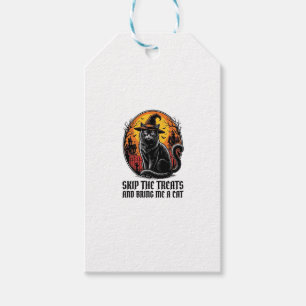 Halloween Cat Shirt Vintage Engraving Spooky Black Gift Tags