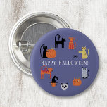 Halloween Cat Spooky 1 Inch Round Button<br><div class="desc">Cute and spooky cats,  pumpkin lanterns and ghosts. Fun for a  Halloween party,  or change the text to personalize.  Original art by Nic Squirrell.</div>
