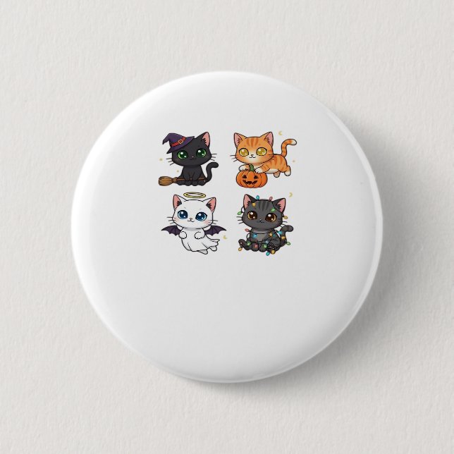 Halloween Cat  Spooky and Stylish Feline-Inspired  2 Inch Round Button (Front)