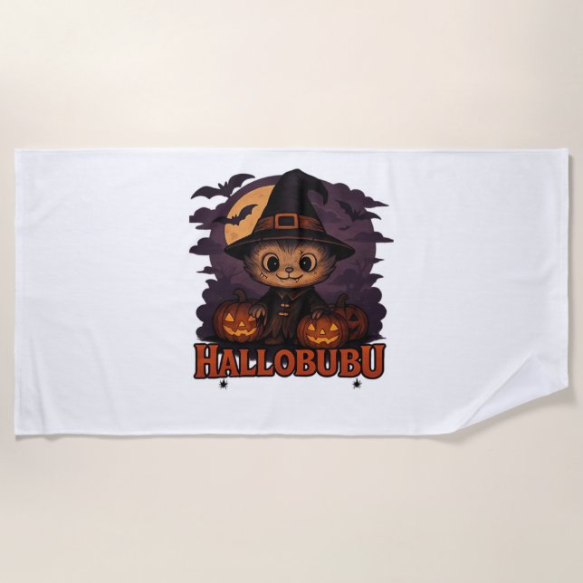 Halloween Cat  Spooky and Stylish Feline-Inspired  Beach Towel (Front)