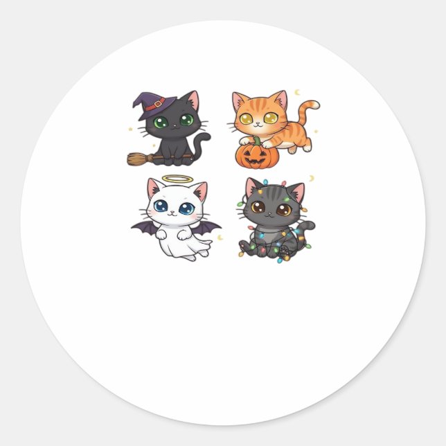 Halloween Cat  Spooky and Stylish Feline-Inspired  Classic Round Sticker (Front)