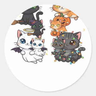 Halloween Cat  Spooky and Stylish Feline-Inspired  Classic Round Sticker
