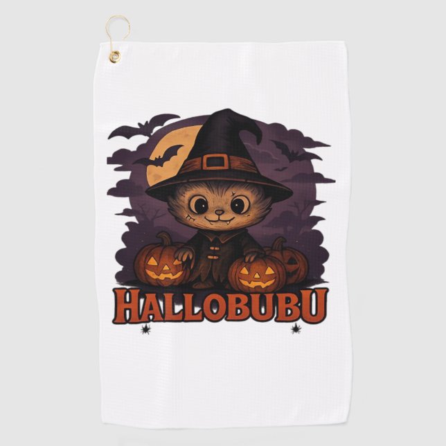 Halloween Cat  Spooky and Stylish Feline-Inspired  Golf Towel (Front)