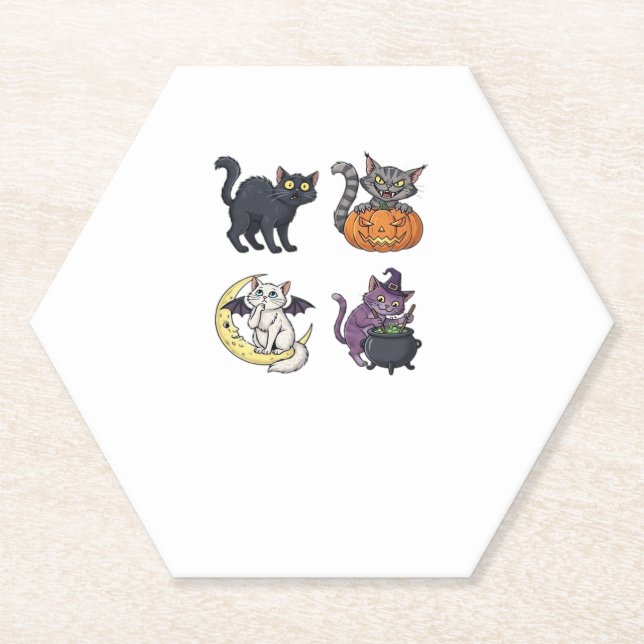 Halloween Cat  Spooky and Stylish Feline-Inspired  Paper Coaster (Front)