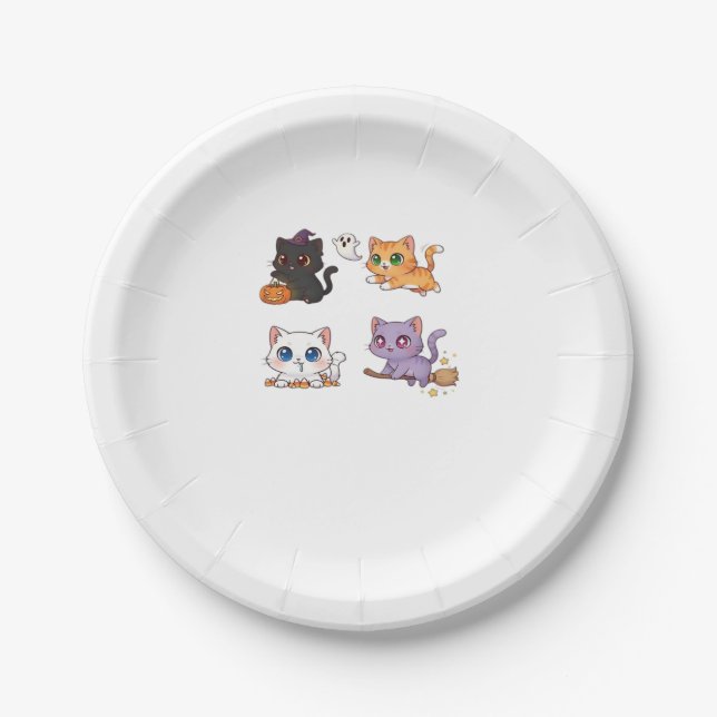 Halloween Cat  Spooky and Stylish Feline-Inspired  Paper Plate (Front)