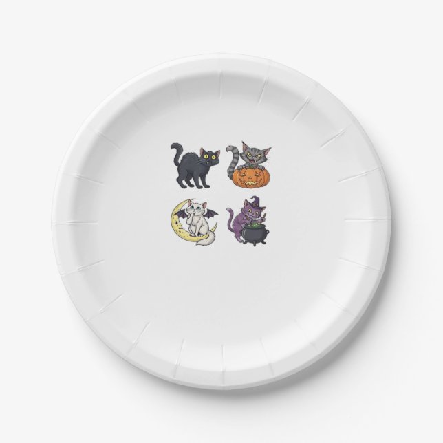Halloween Cat  Spooky and Stylish Feline-Inspired  Paper Plate (Front)