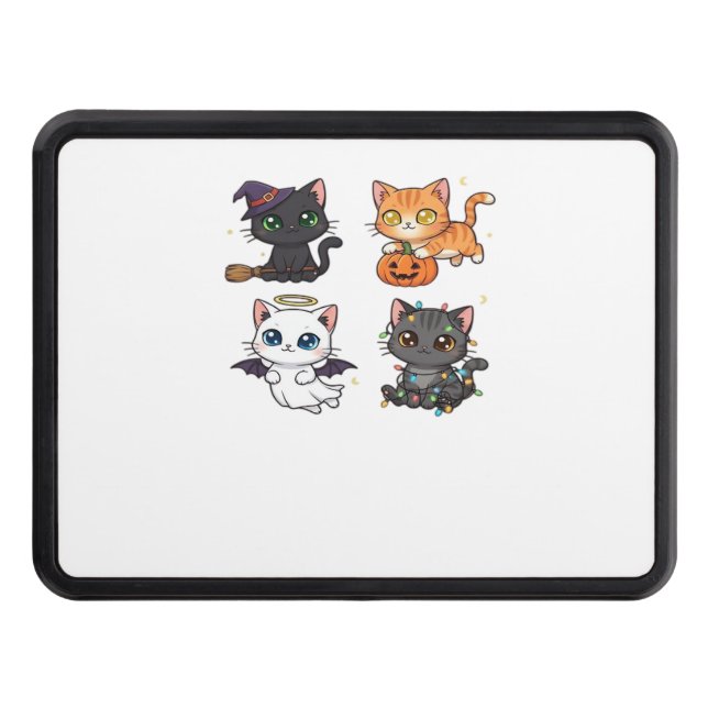 Halloween Cat  Spooky and Stylish Feline-Inspired  Trailer Hitch Cover (Front)