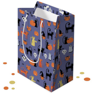 Halloween Cat Spooky Purple Medium Gift Bag