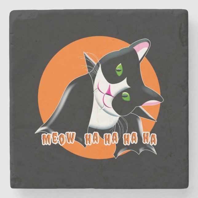 Halloween Cat Stone Coaster (Front)