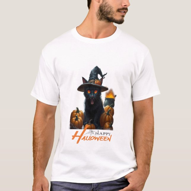 Halloween Cat  T-Shirt (Front)