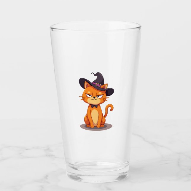 Halloween Cat T-Shirt Kitten Jack O Lantern Kitty  Glass (Front)